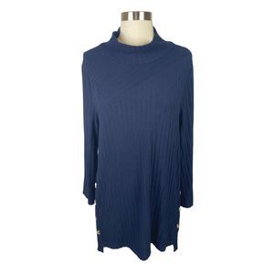Saturday Sunday by Anthropologie Navy Blue Mock Neck Knit Tunic